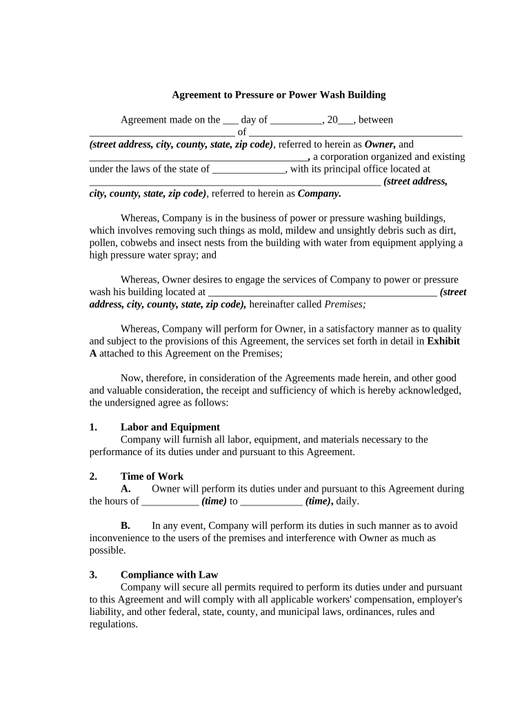 pressure washing waiver form Preview on Page 1