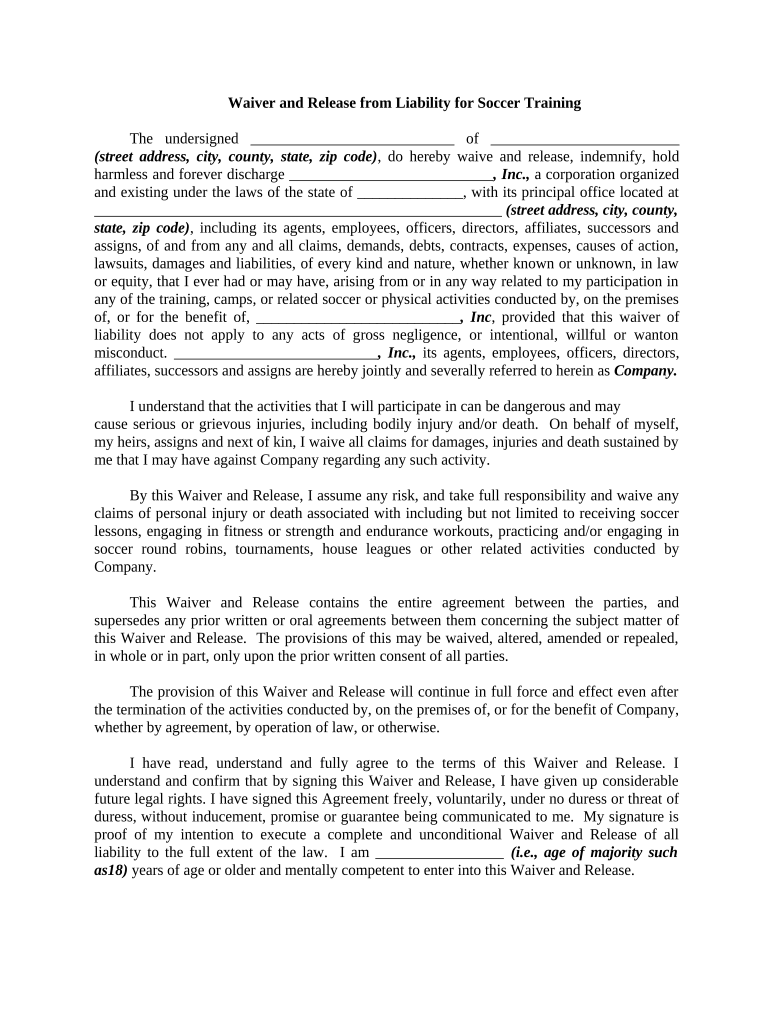 liability waiver Preview on Page 1