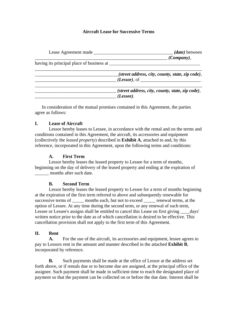 aircraft lease terms Preview on Page 1