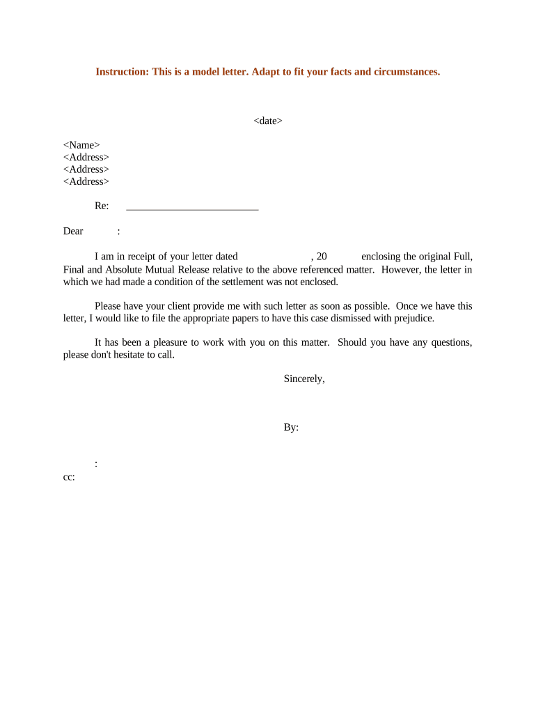 Letter Of Settlement Sample