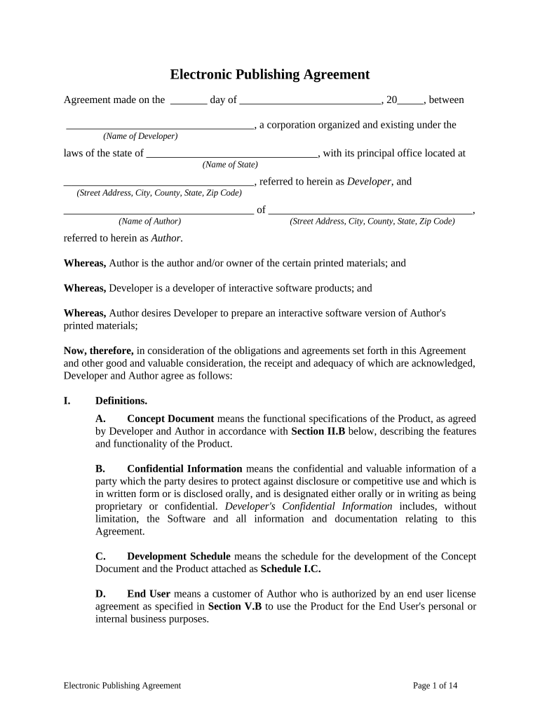 electronic agreement Preview on Page 1.