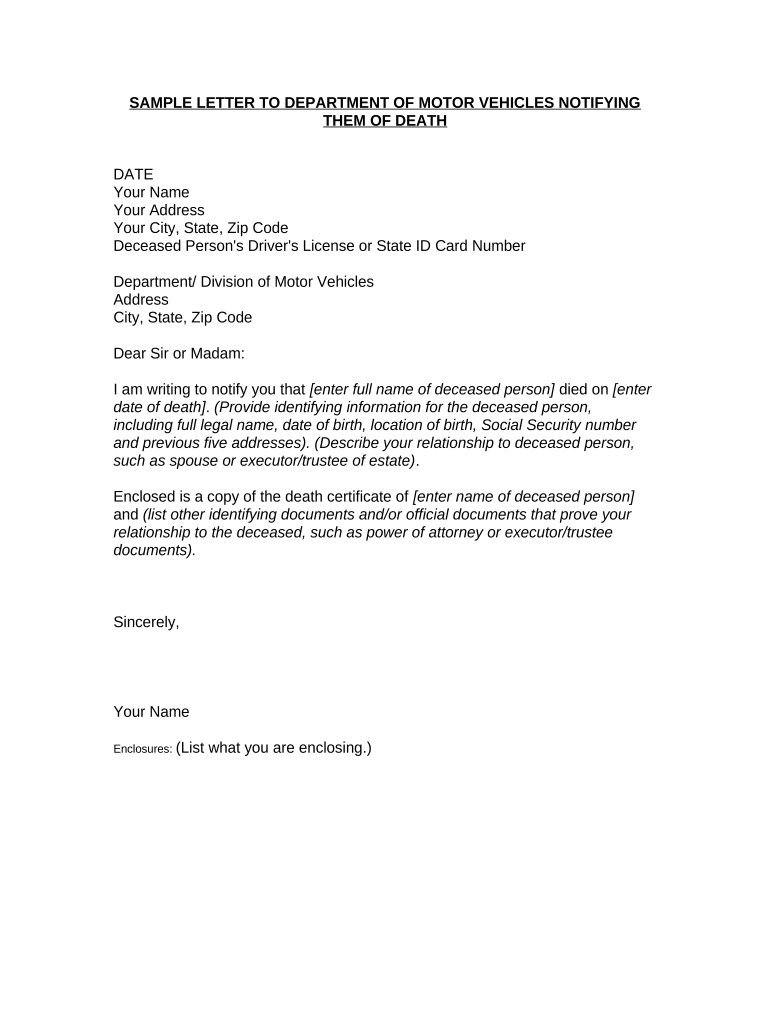 Letter To Inform Death Of Father To Office Fill Out Sign Online DocHub