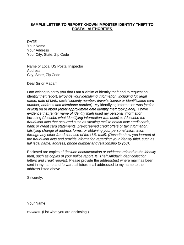 Letter Report Theft Doc Template PdfFiller