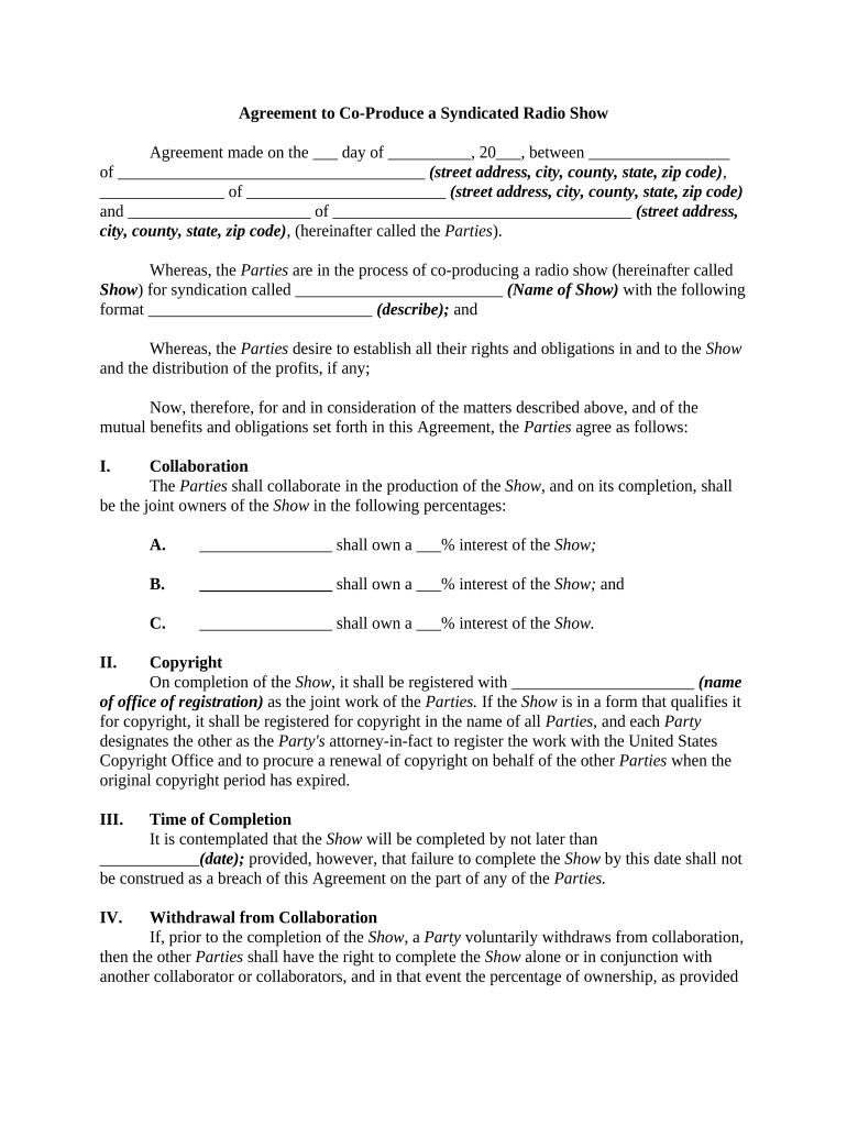 agreement radio show Preview on Page 1