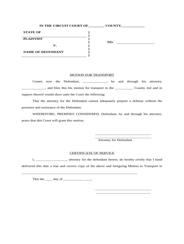 motion to transport Preview on Page 1