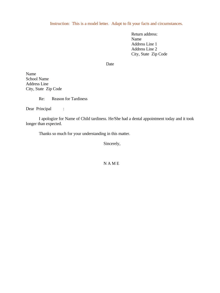 explanation letter for tardiness Preview on Page 1