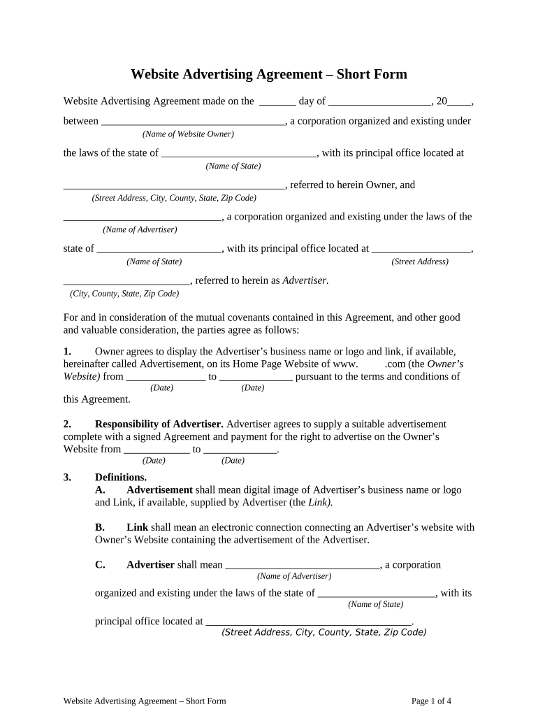 internet advertising agreement Preview on Page 1