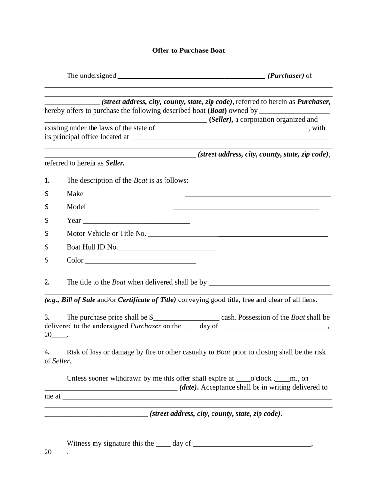 purchase boat form agreement Preview on Page 1