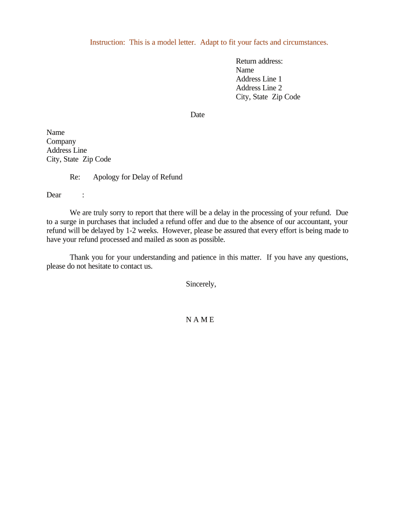 Sample Letter Refund Doc Template PdfFiller