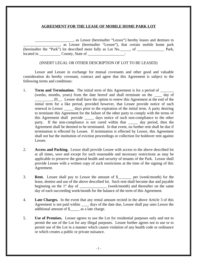 Mobile home rental agreement pdf Fill out & sign online DocHub