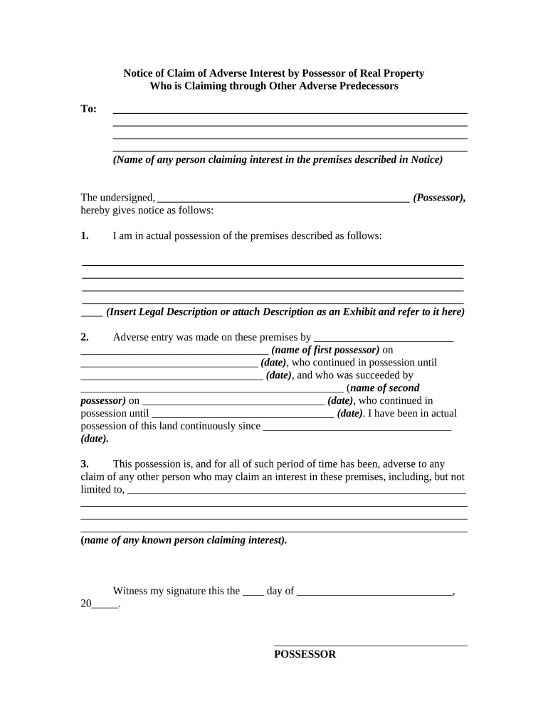 adverse possession claim form Preview on Page 1