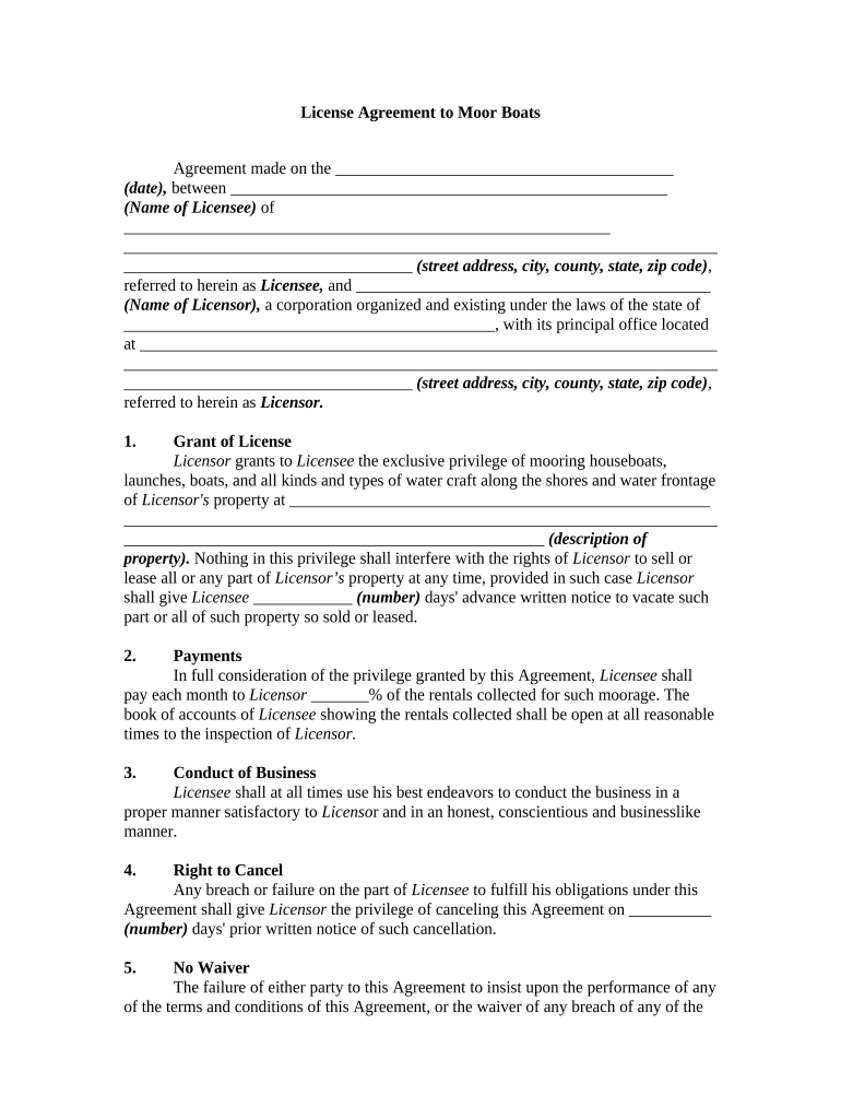 License Agreement to Moor Boats Preview on Page 1