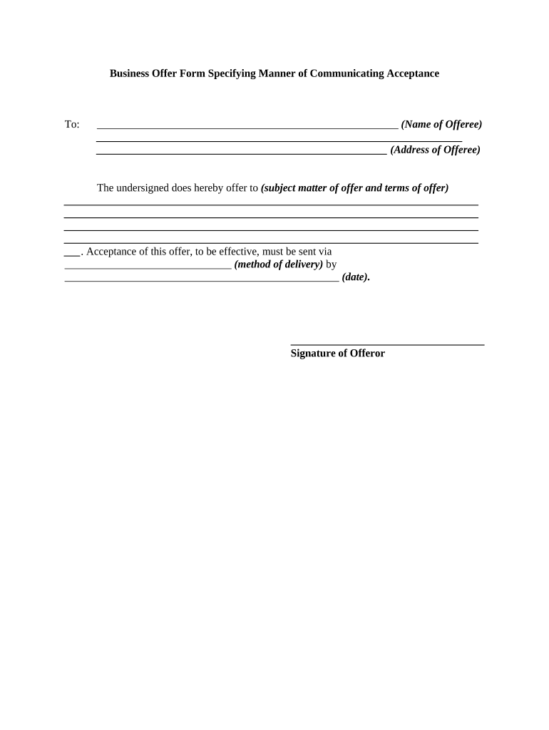 business offer form Preview on Page 1.