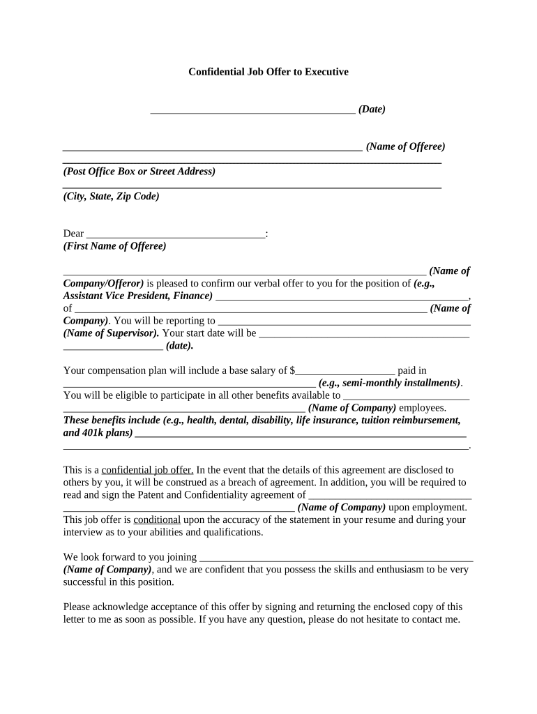 Executive Employment Offer Letter Template Infoupdate org Executive Employment Offer Letter Template Infoupdate org