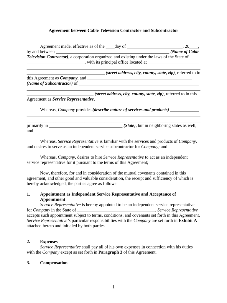 subcontractor Preview on Page 1