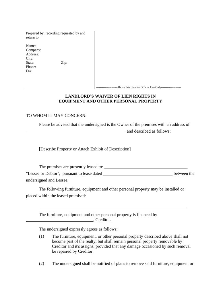 Landlord Waiver Doc Template PdfFiller