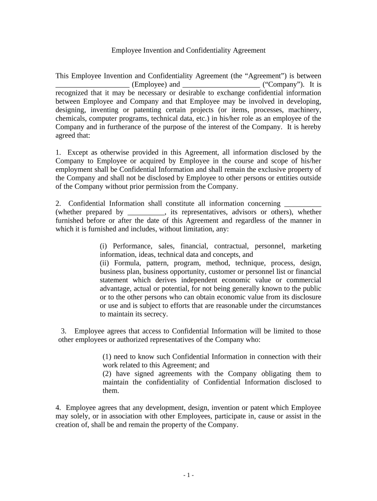 employee agreement Preview on Page 1