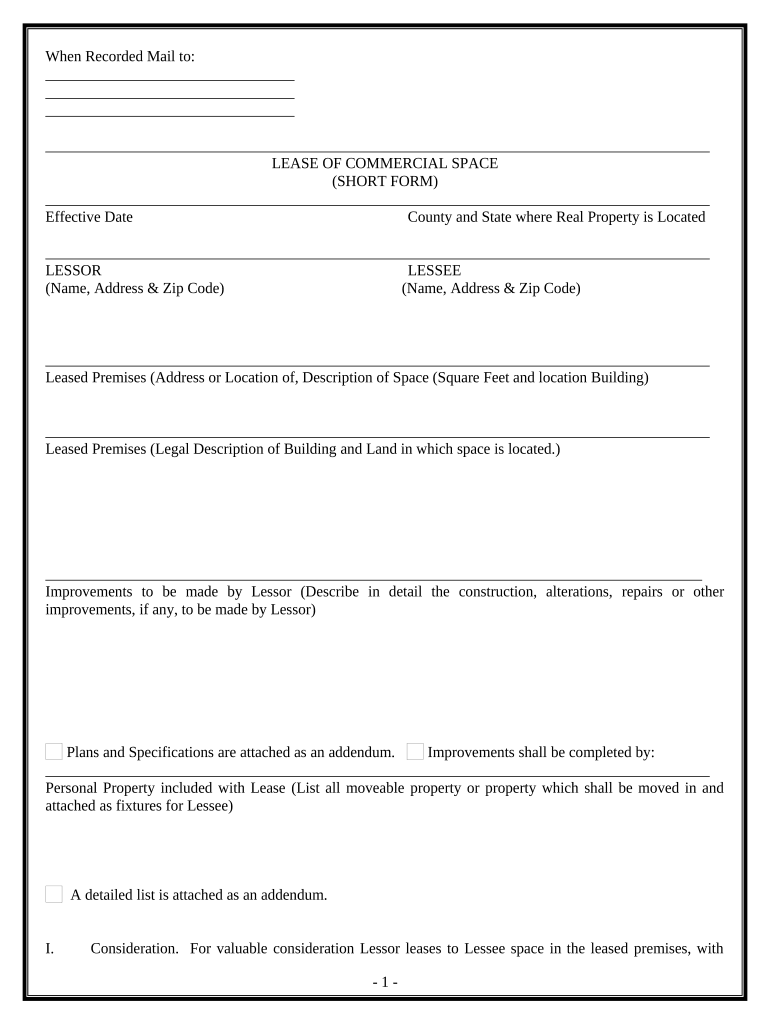 commercial lease short Preview on Page 1