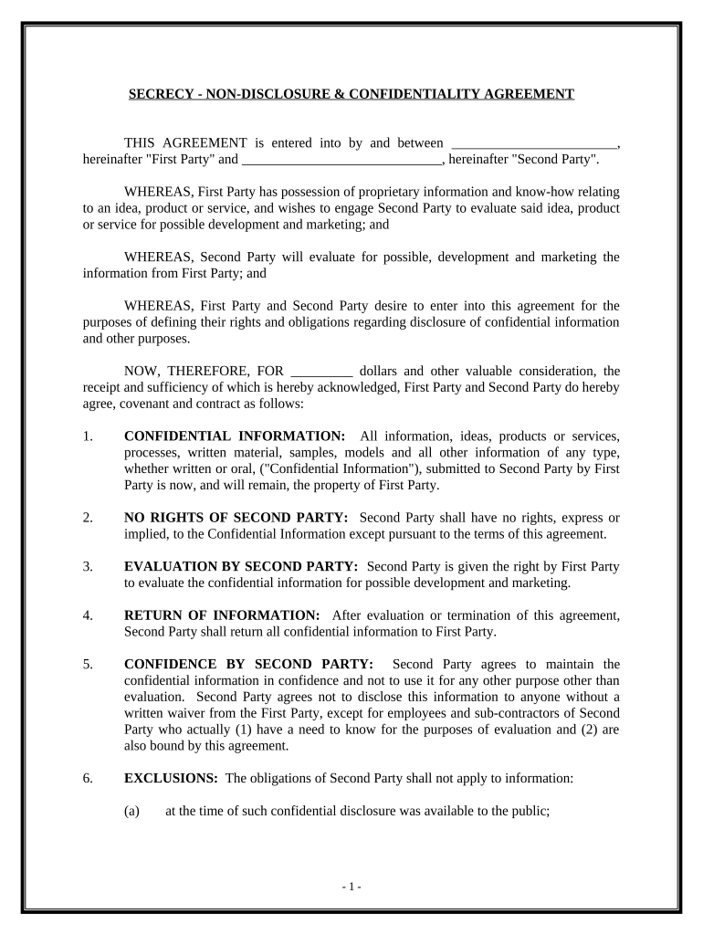 non disclosure agreement pdf Preview on Page 1