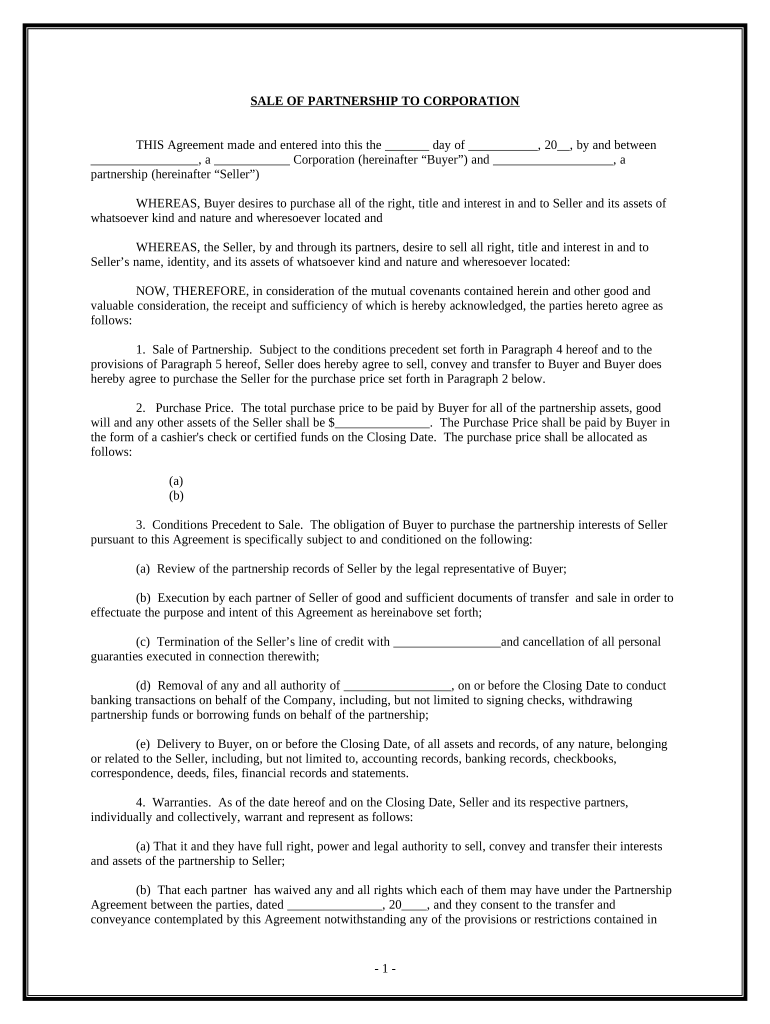 sale of partnership interest form Preview on Page 1