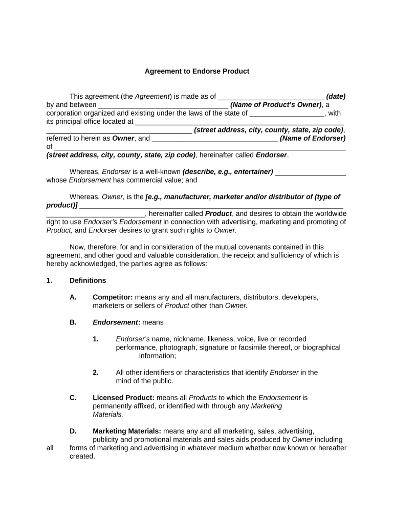 agreement endorse Preview on Page 1
