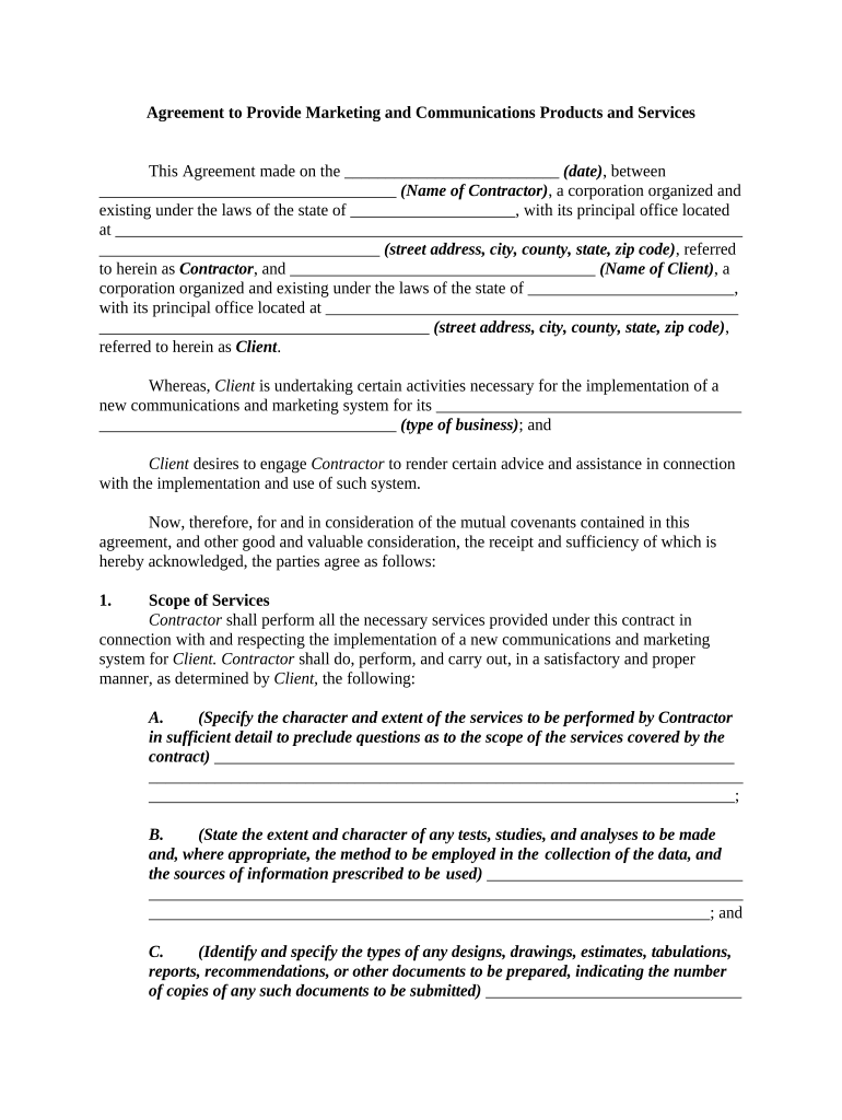 marketing consultant contract template Preview on Page 1