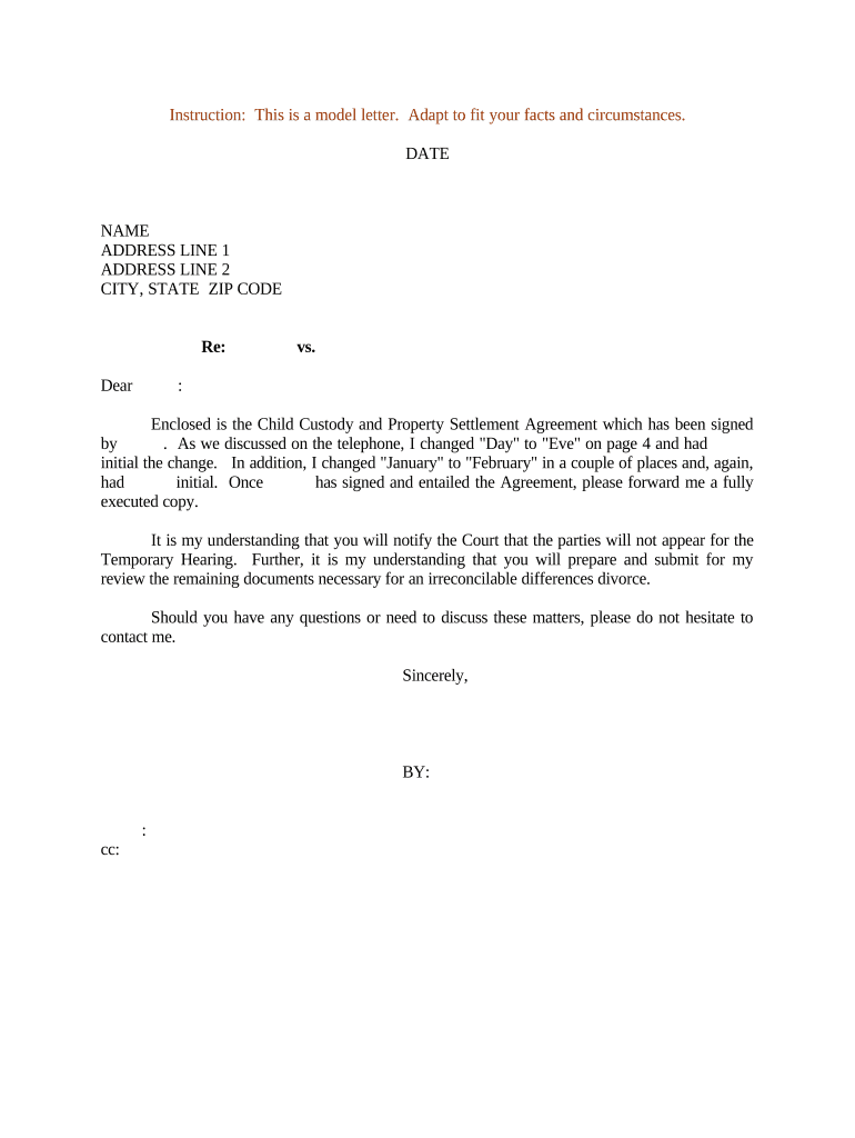 Child Custody Doc Template PdfFiller