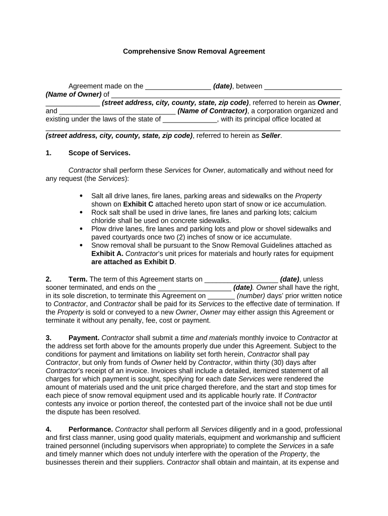 snow removal agreement Preview on Page 1