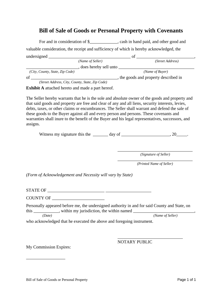 bill of sale template Preview on Page 1