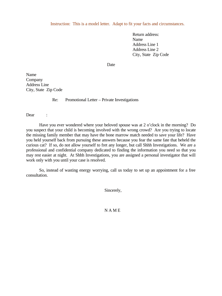 sample letter promotional Preview on Page 1