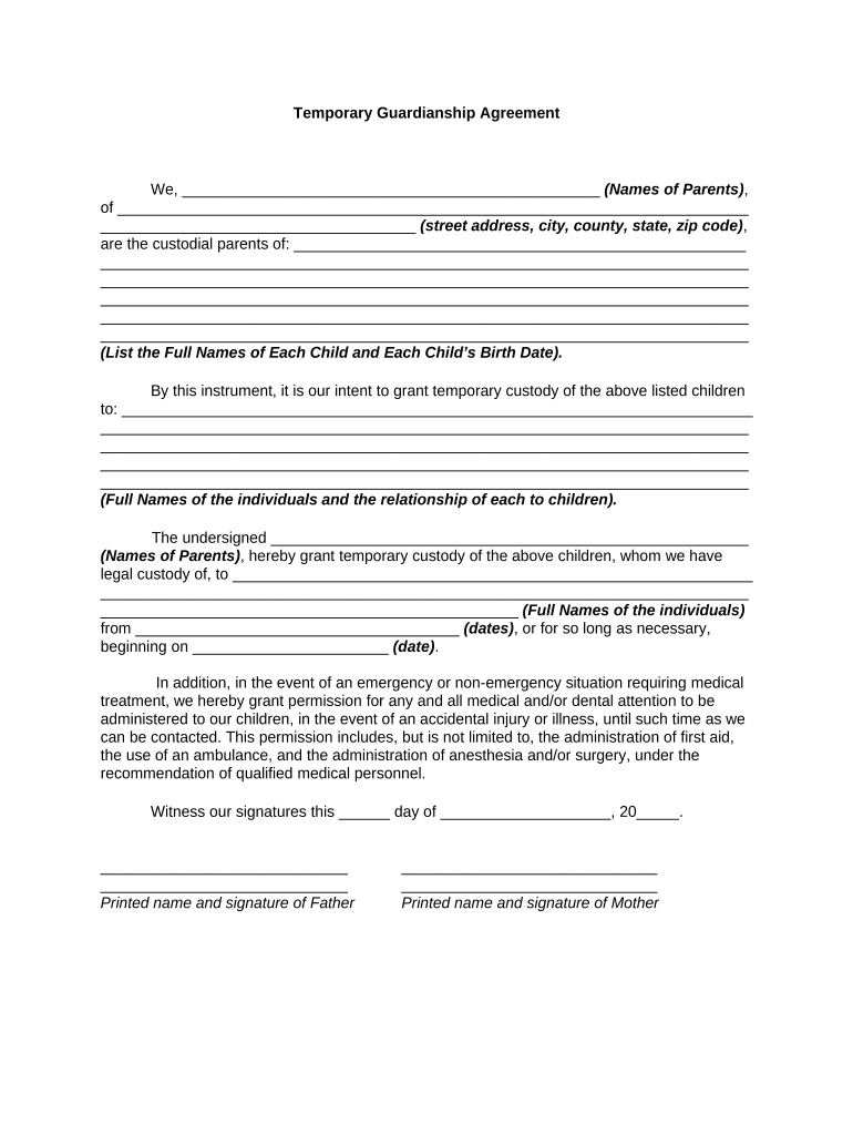 guardianship form Preview on Page 1