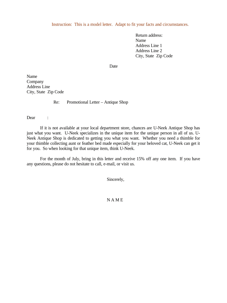 promotional letter Preview on Page 1