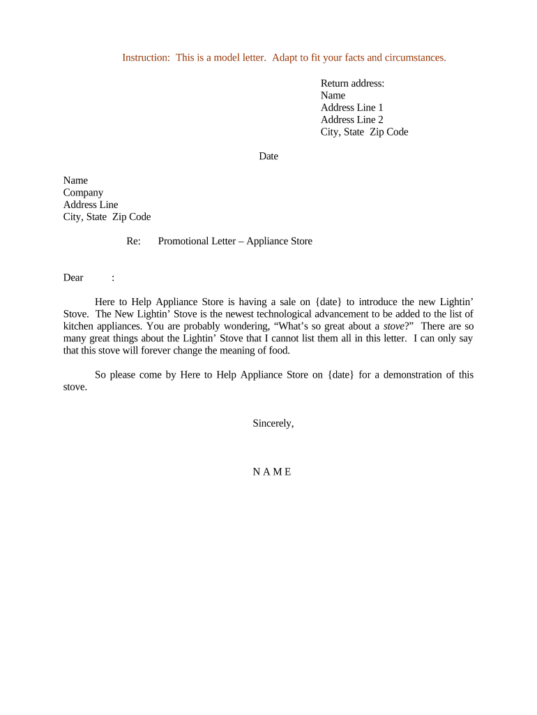 sample letter promotional Preview on Page 1
