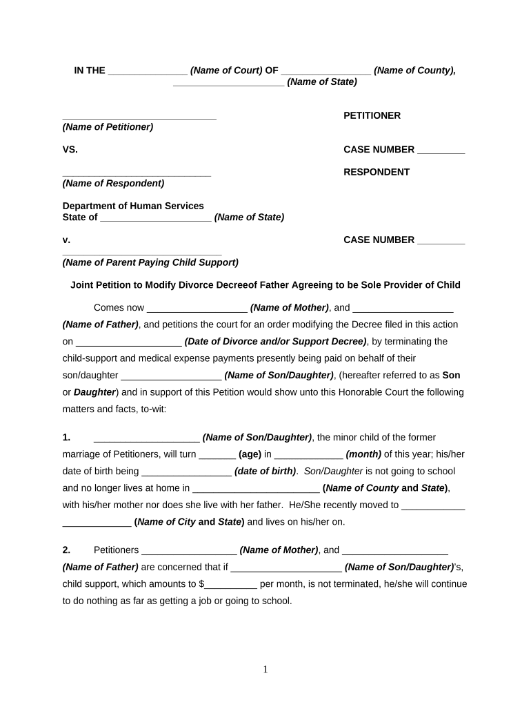 Modify Divorce Decree Doc Template PdfFiller
