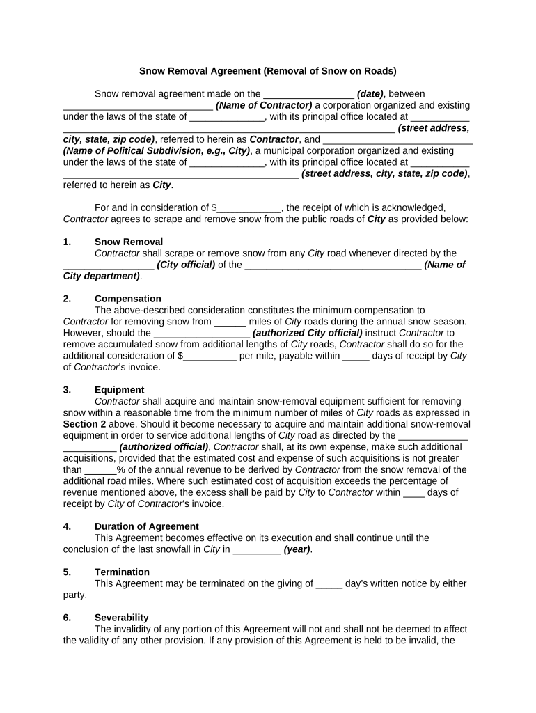 snow removal contract pdf Preview on Page 1