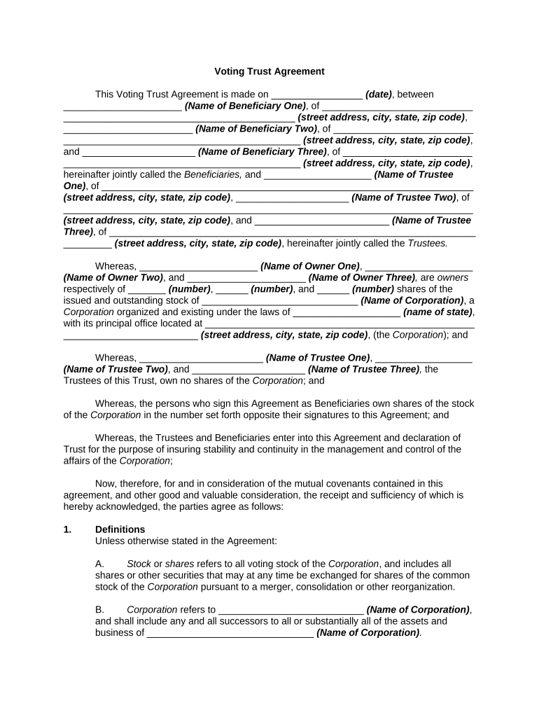 voting trust vs voting agreement Preview on Page 1