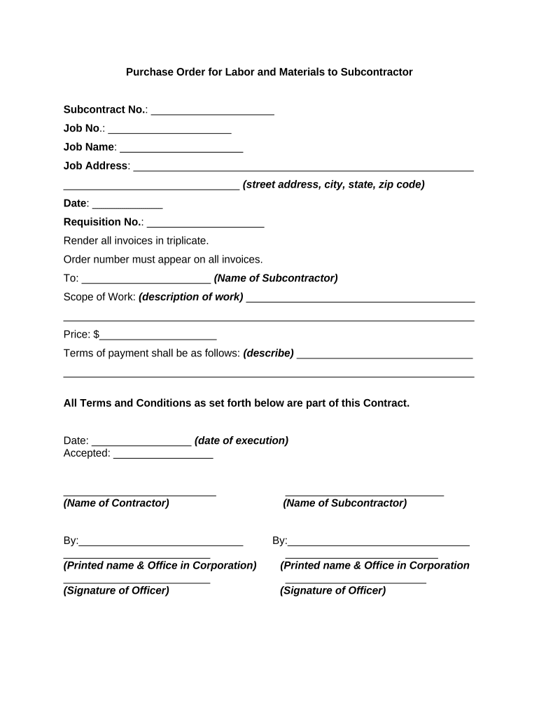 purchase order materials Preview on Page 1