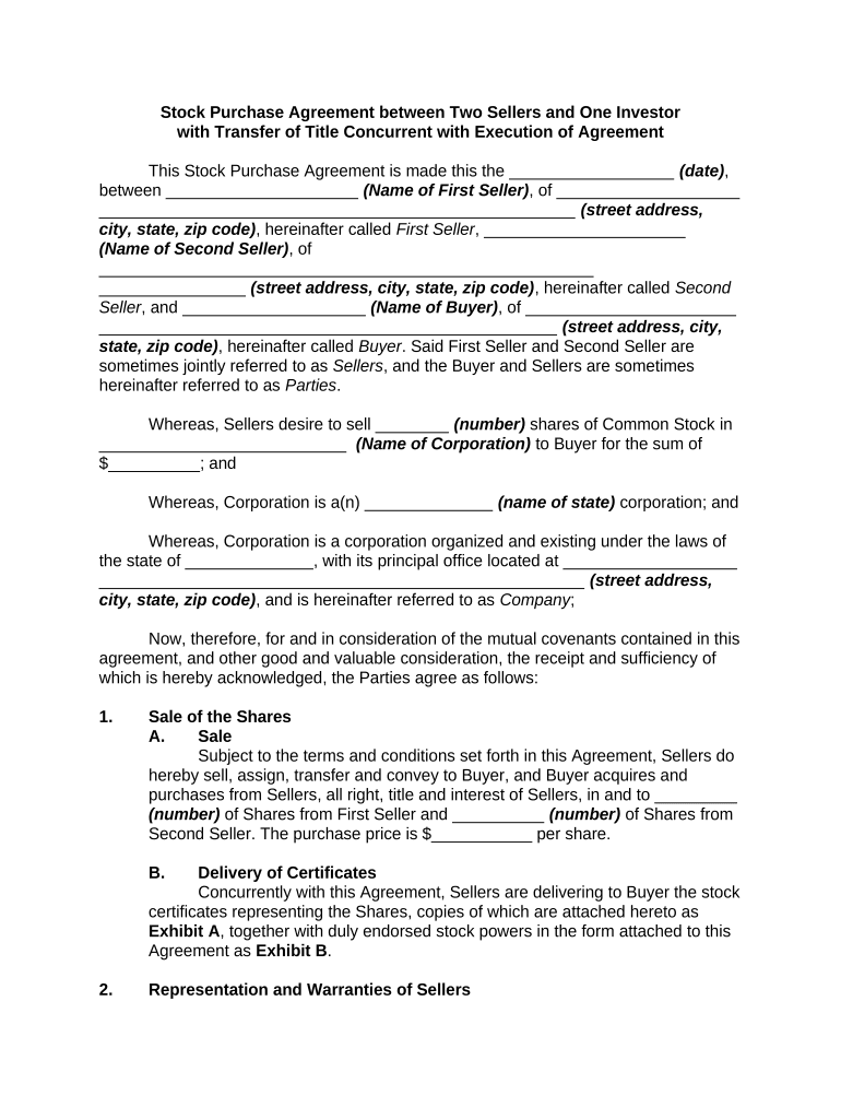 stock purchase transfer Preview on Page 1