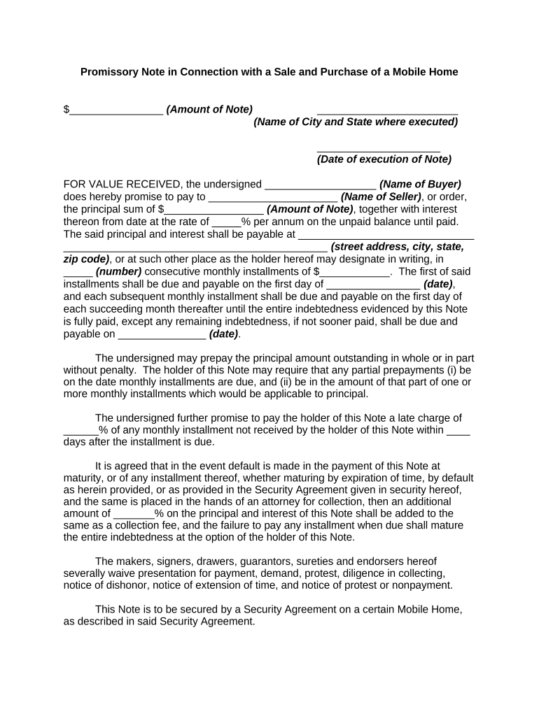 mobile home sale contract form Preview on Page 1