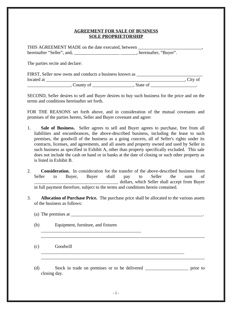 proprietorship agreement format Preview on Page 1.