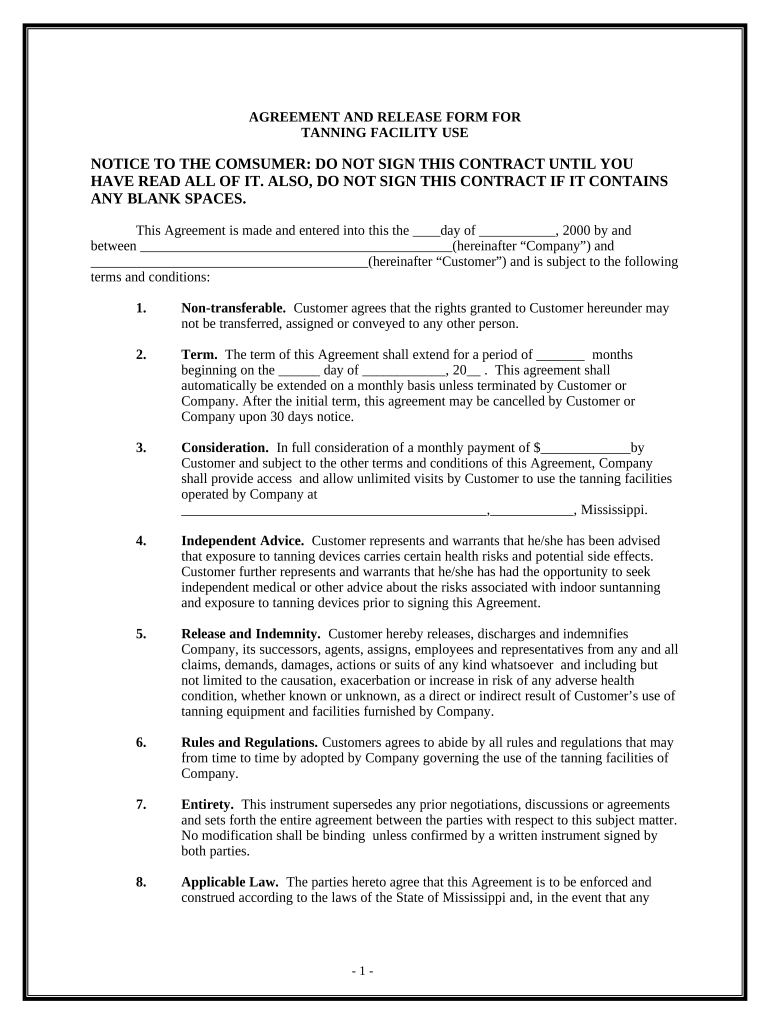 tanning form printable Preview on Page 1