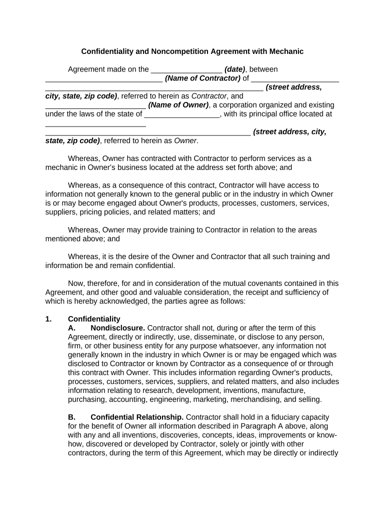 confidentiality agreement with Preview on Page 1