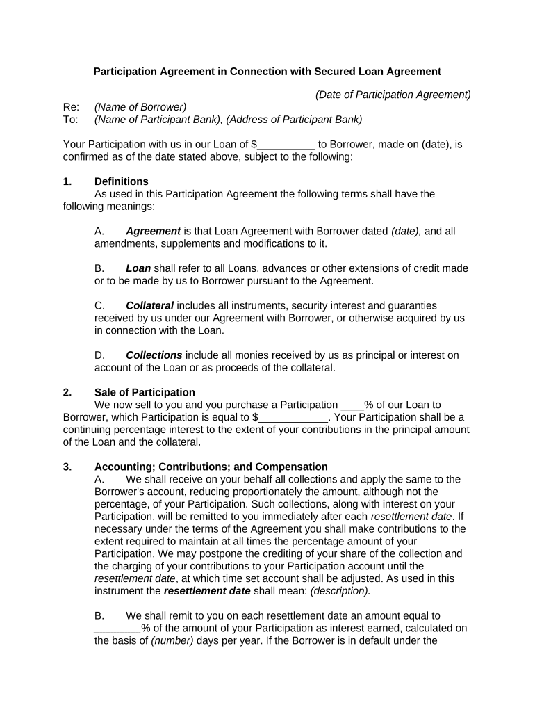 Master Risk Participation Agreement Template