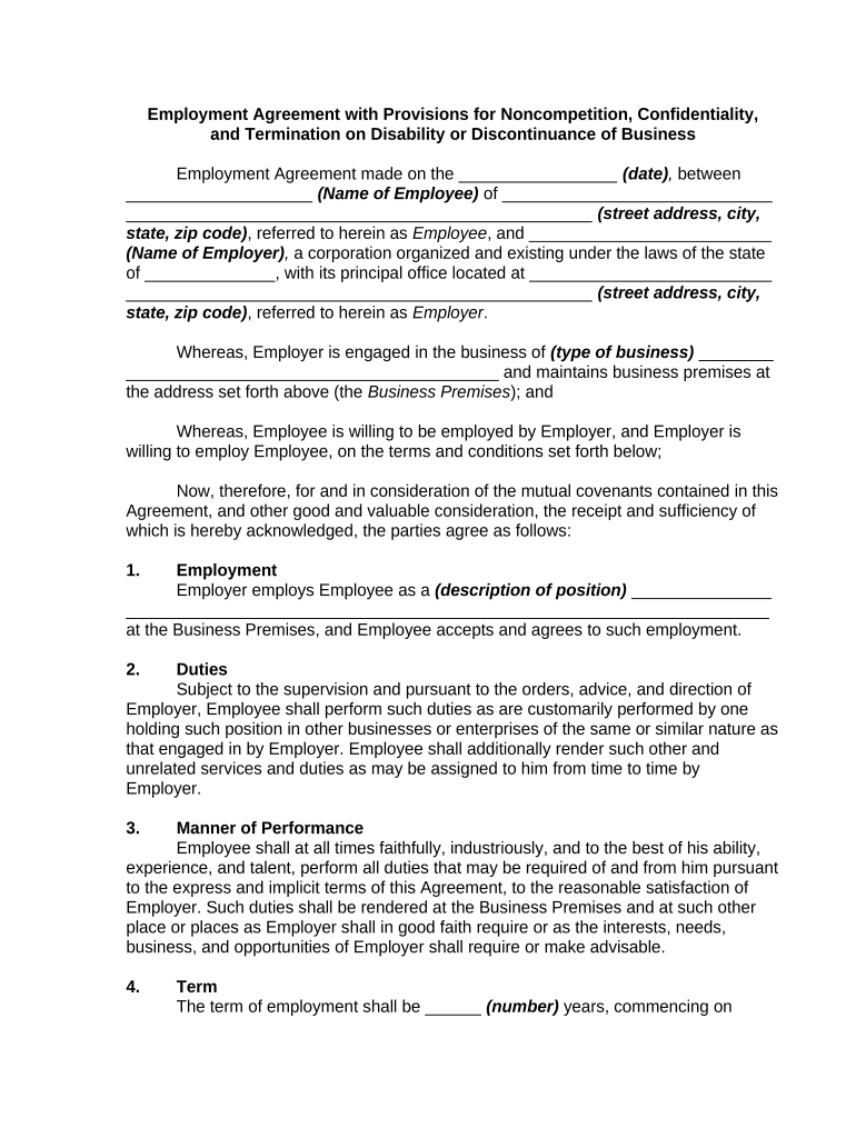 employment agreement form Preview on Page 1