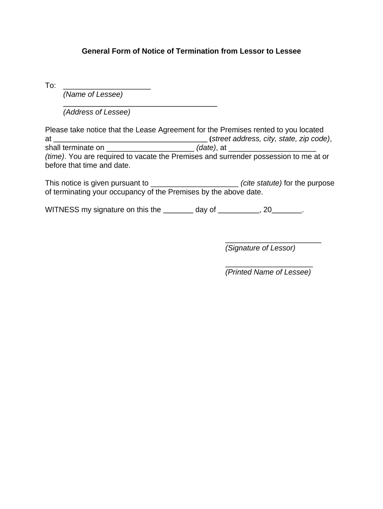 notice of termination form Preview on Page 1.