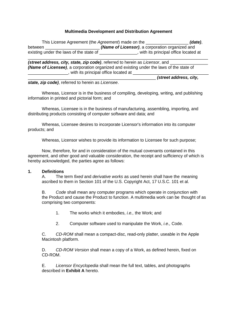 multimedia agreement Preview on Page 1.