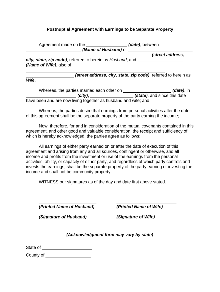 postnuptial agreement Preview on Page 1