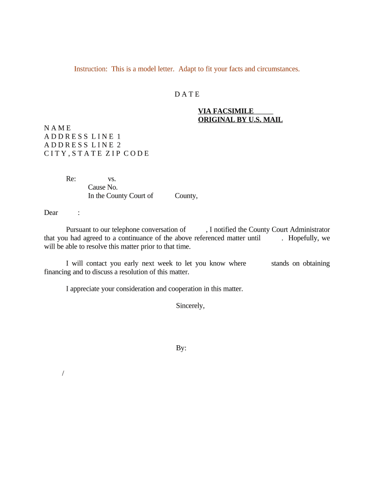 Sample Continuance Doc Template PdfFiller