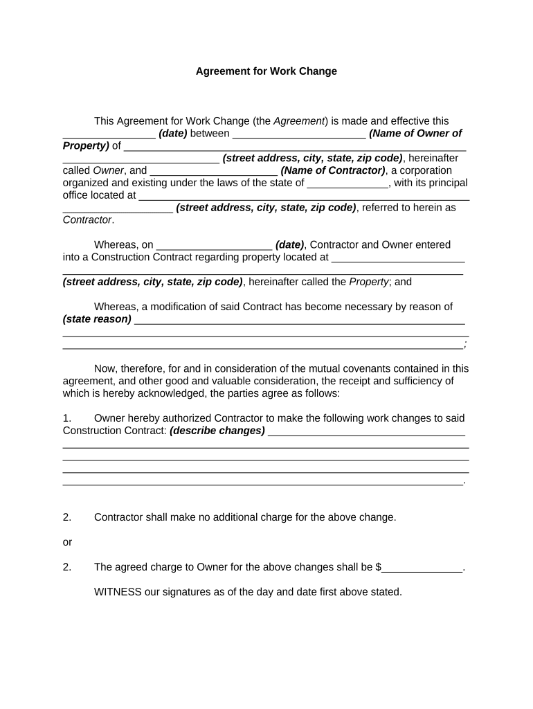 agreement work form Preview on Page 1.