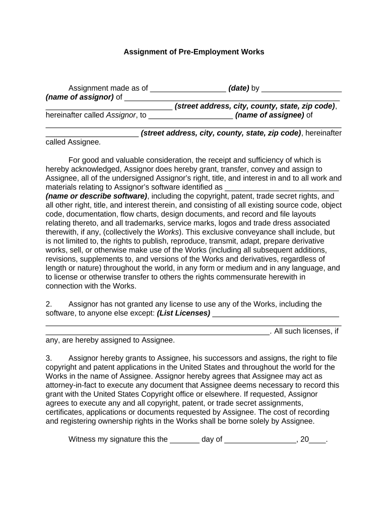 Assignment of Pre-Employment Works Preview on Page 1